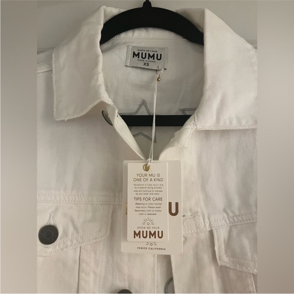 Show Me Your Mumu CRAZY IN LOVE White Fringe Tassel Embellished Denim Jacket - Picture 7 of 9